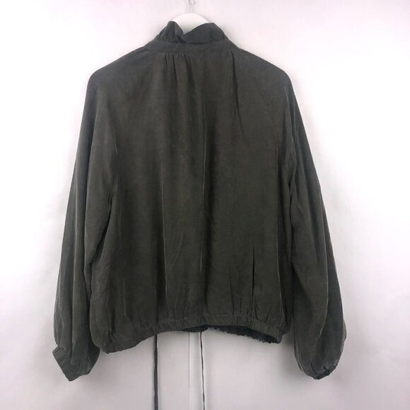 1. State Olive Green Silky Soft Bomber Jacket Size Large - Picture 10 of 15